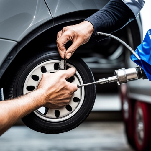 tecnico revisando frenos de carro